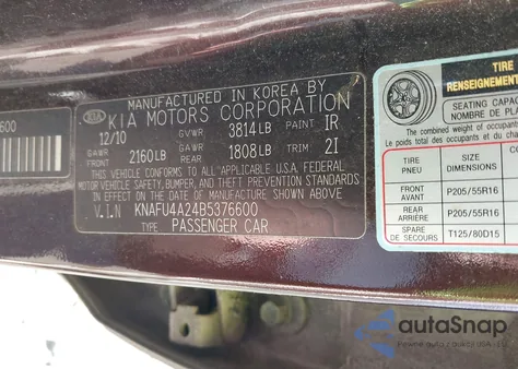 2011 Kia Forte Ex from USA, damaged, VIN KNAFU4A24B5376600